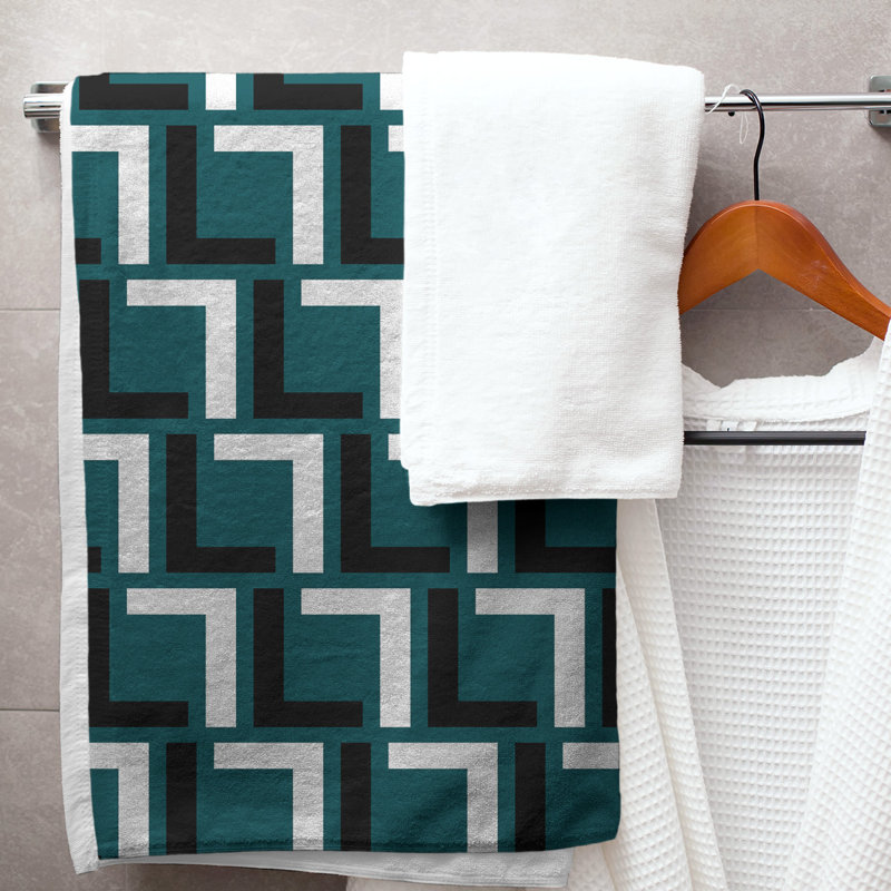 Bath Towel, Midnight Green/Black/White