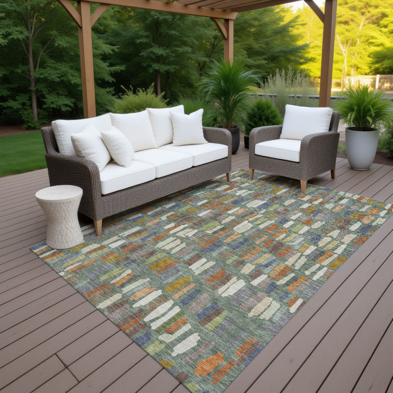 Machine Washable Indoor/Outdoor Jourdan ACN2377 Stripes Rug, Rectangle 9' x 12'