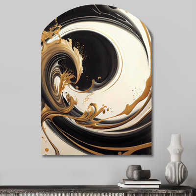 Beaufays - Arch Abstract Spirals Metal Wall Art, Asymmetrical Metal Wall Sculpture Print