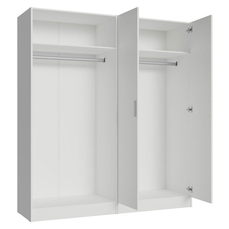 Latitude Run® 4 Doors Storage Cabinet with Ample Shelves Space 63 Inch Utility Armoire Closet Entryway and Bedroom Organization Unit - White