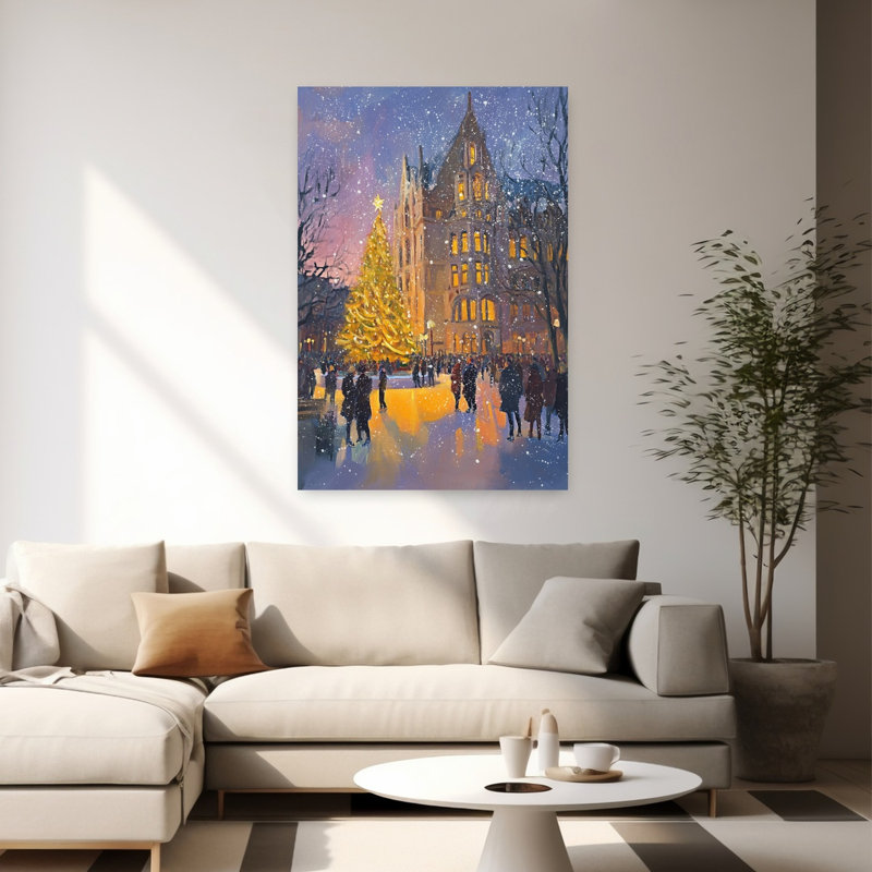 Brightchristmascityno02, impression d'art romantique de Noël abstrait, 60" H x 40" W