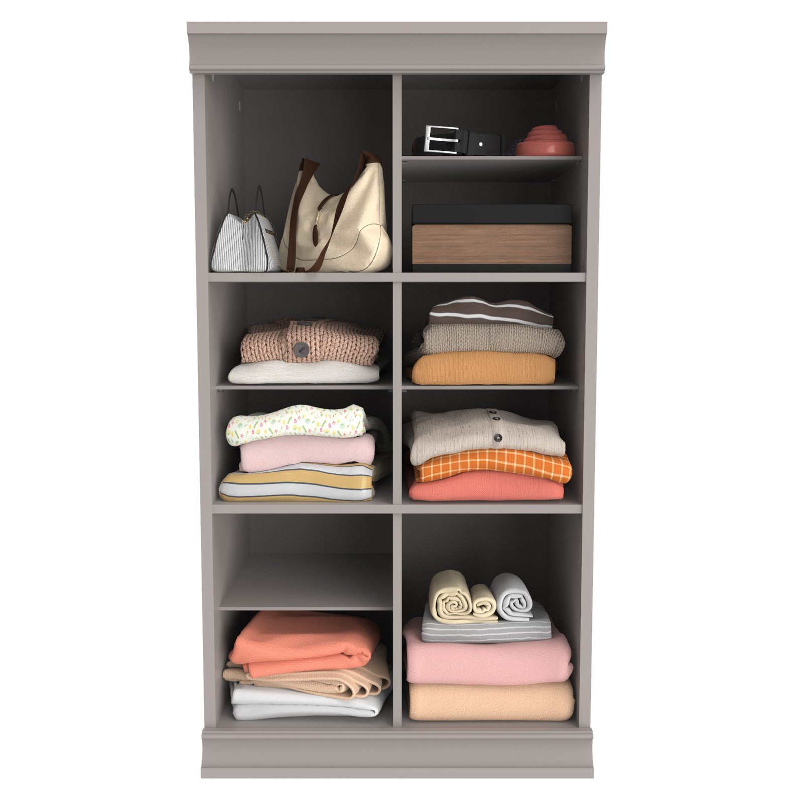 Modular Storage Closet System with Doors, Taupe
