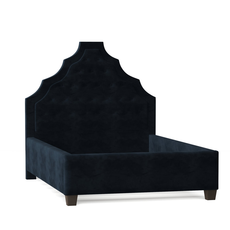 Lexi Upholstered Bed, Full, Bella Black Performance Velvet, Brown Mahogany