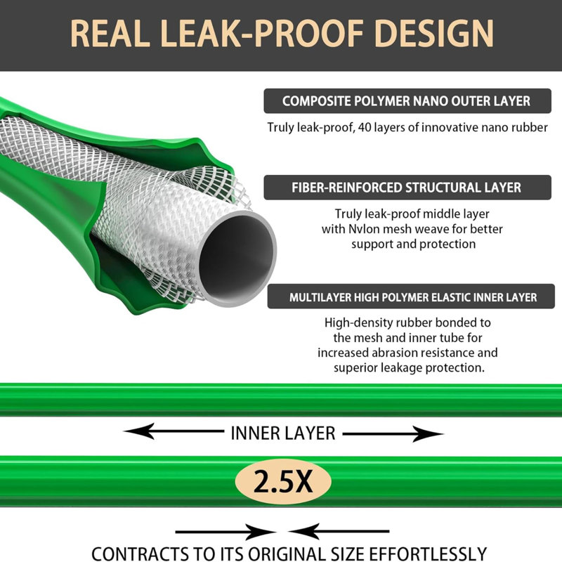 50ft Expandable Garden Hose - Durable, Leak-proof, Random Color