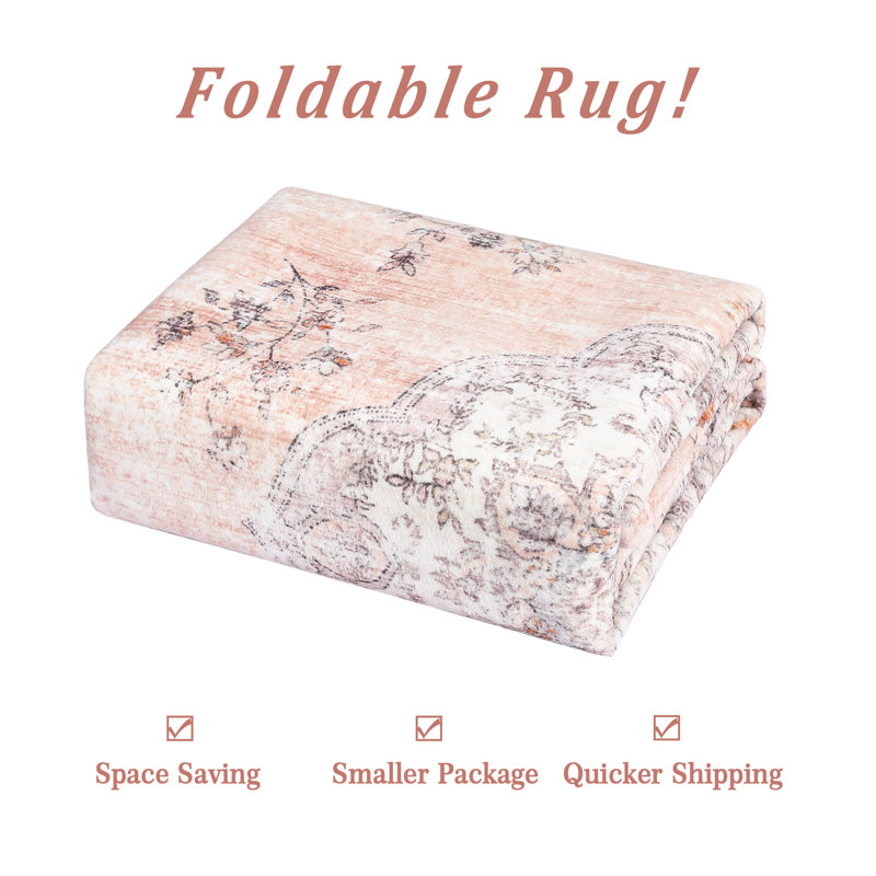 Boho Luxurious Vintage Floral Printed Area Rug Living Room Washable Stain Resistant Durable Carpet Bedroom Erasable Non-Shedding Soft Floor Mat Bedside Rug Farmhouse Decor