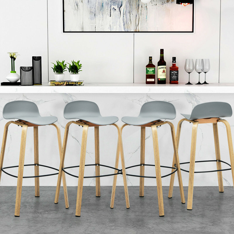 Bastiana Counter Stool with Metal Frame, Gray