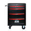 Coffre à outils roulant en métal avec 4 tiroirs, armoire à outils à 4 tiroirs de 20 po avec glissières à roulement à billes, coffre à outils en acier noir et rouge