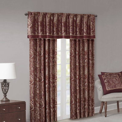 Madison Park Aubrey Burgundy Paisley Jacquard Weave 50x95" Curtain Panel Pair