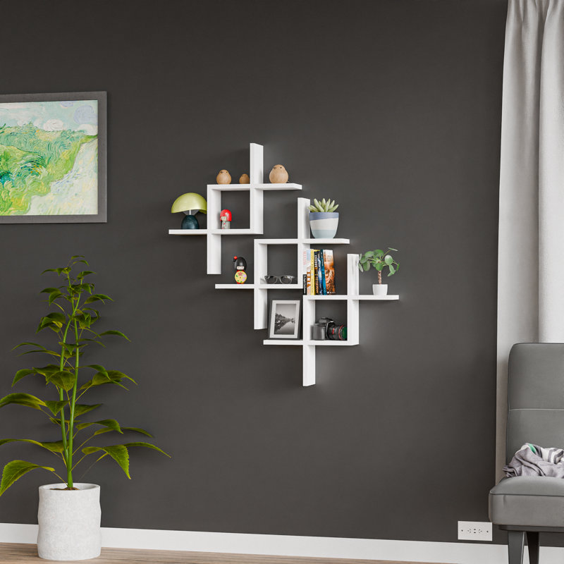 Tablette de rangement décorative en bois massif Kubby 10,1, Blanc
