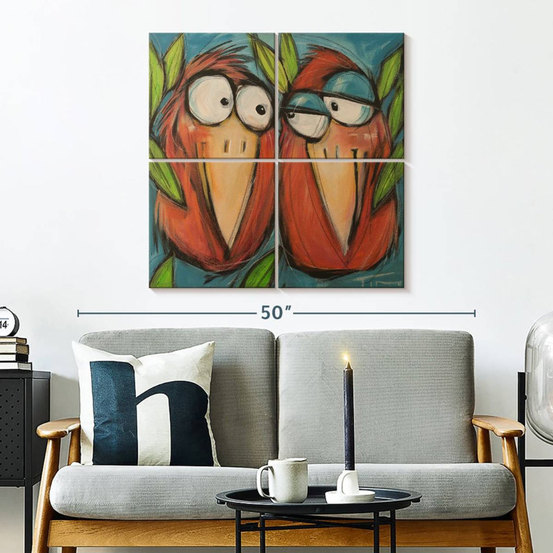 Brampt flirter des oiseaux amoureux, H 32 po x l 32 po