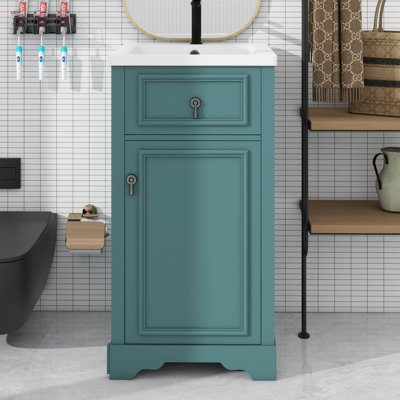 20 Inch Bathroom Vanity With Ceramic Sink, Soft-Close Door, Adjustable Shelf & Door-Mounted Storage Rack