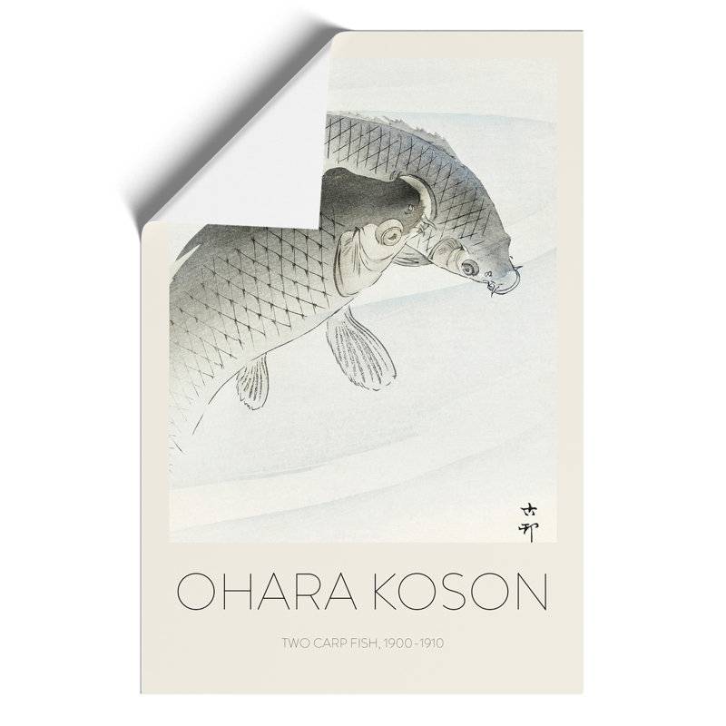Two Carps - No Frame Painting, 59cm H x 42cm W x 0.1cm D