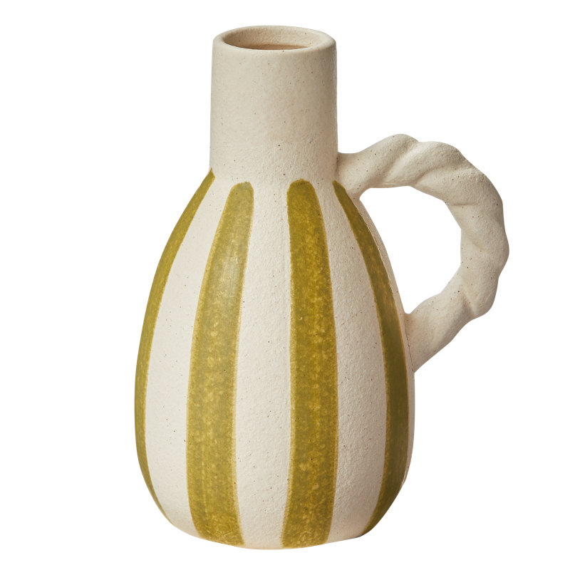 Stripe Vase Small Green Stoneware Everyday
