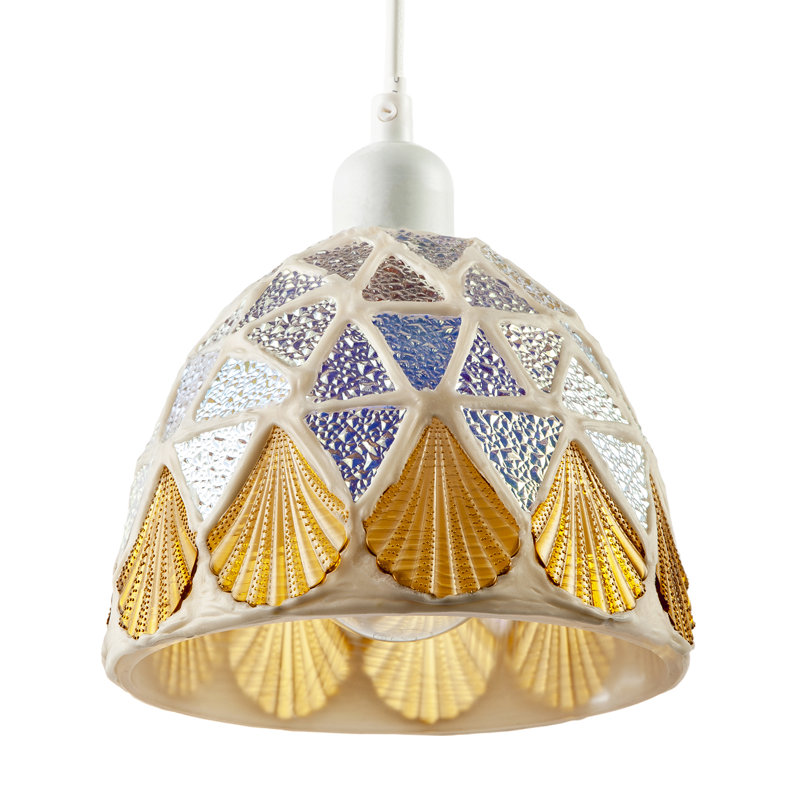 Dome Shaped Pendant Ceiling Light Shade With Structured Mosaic Glass By 