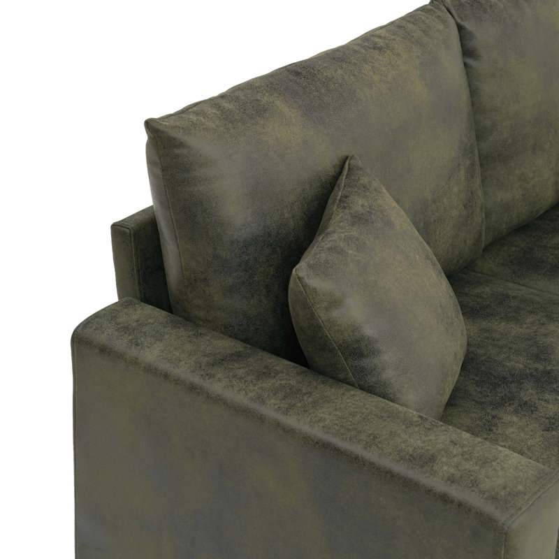 Canapé moderne 2 places avec tissu métallique et coussins décoratifs