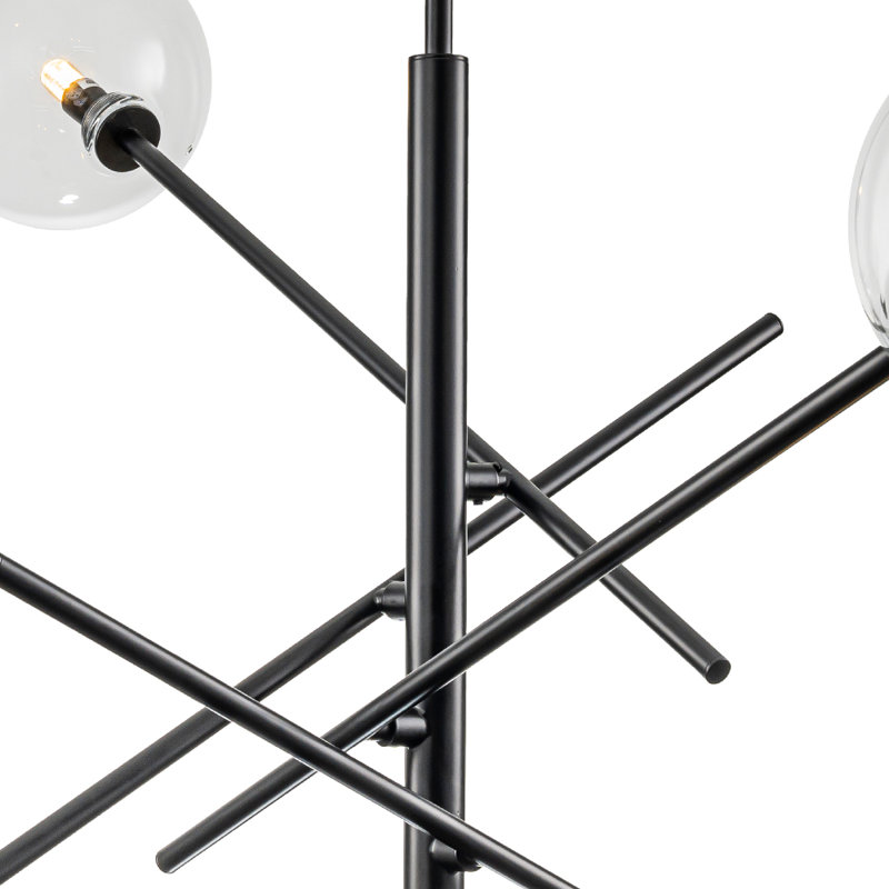 Lustre mobile en verre 4 lumières Spoutnik, Noir