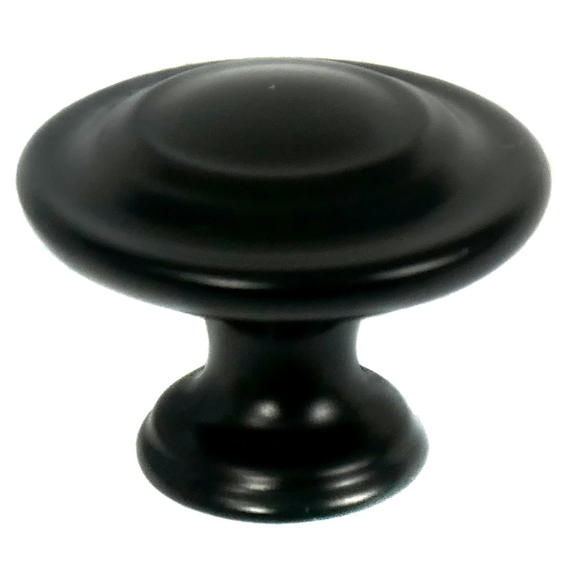 Matte Black Round Cabinet Knob with Mounting Hardware