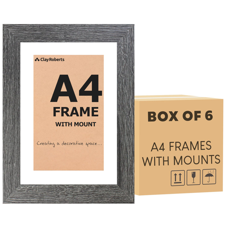 Picture Frame - Set of 6 with Mat, Dark Grey