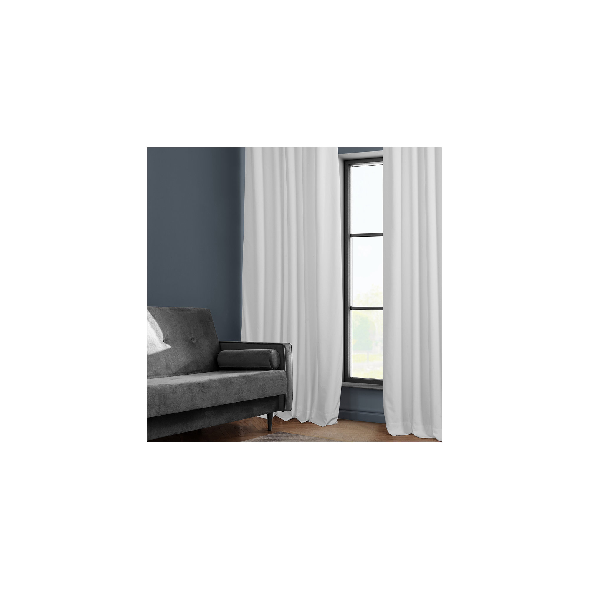 Matra Plush Velvet Curtains for Bedroom - Room Darkening Curtains for Living Room Window Single Panel, White, 50" W x 96" L