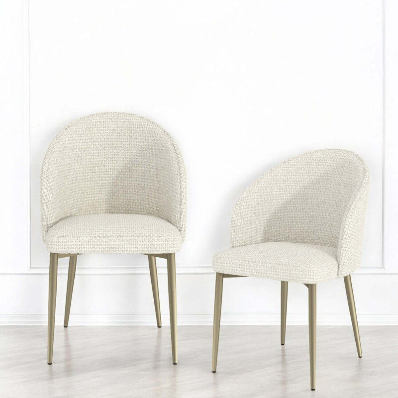 Ensemble de 2 chaises d'appoint en tissu Cora, Blanc