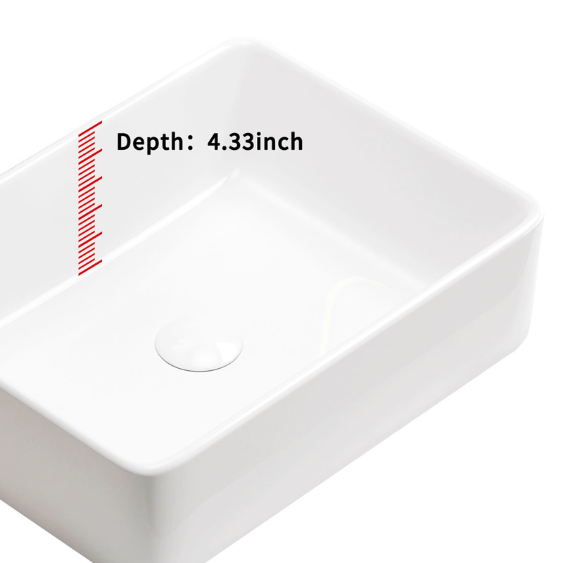 Vessel Sink Rectangle 19 Inch Bathroom Sink,Rectangular Modern Above Counter Bathroom Sinks 19x15 Inch Porcelain Ceramic Vessel Vanity Sink Art Basin