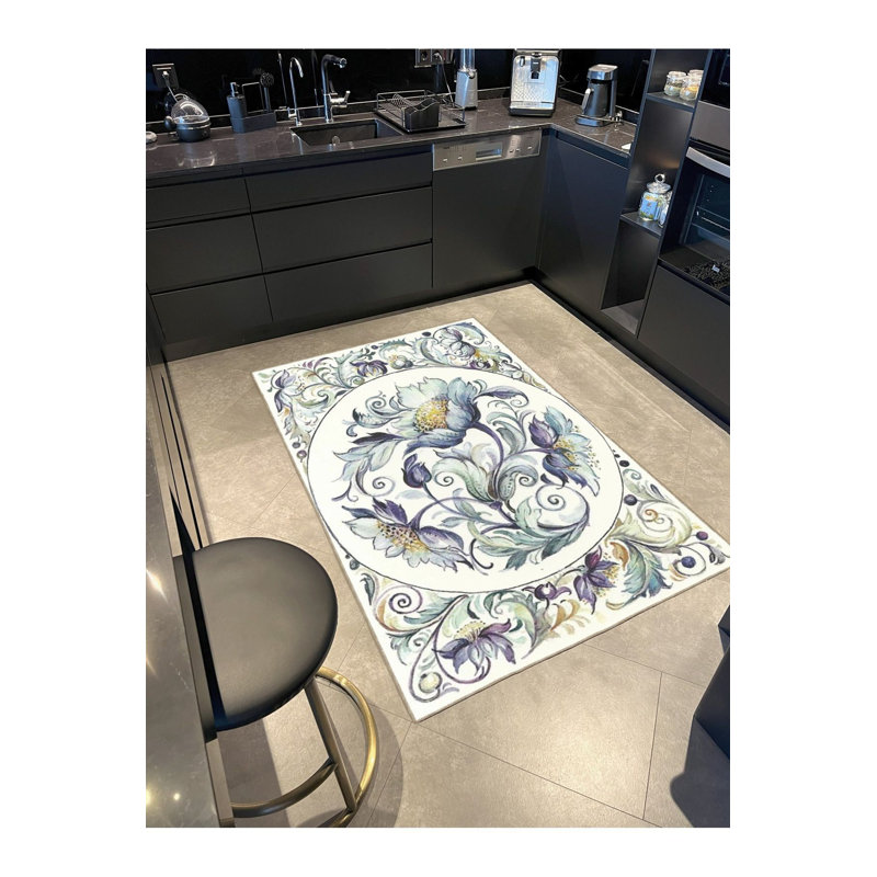 Tapis crème lavable à la machine moderne rose crème, Sous-tapis rectangulaire 4 pi 7 po x 6 pi 7 po inc
