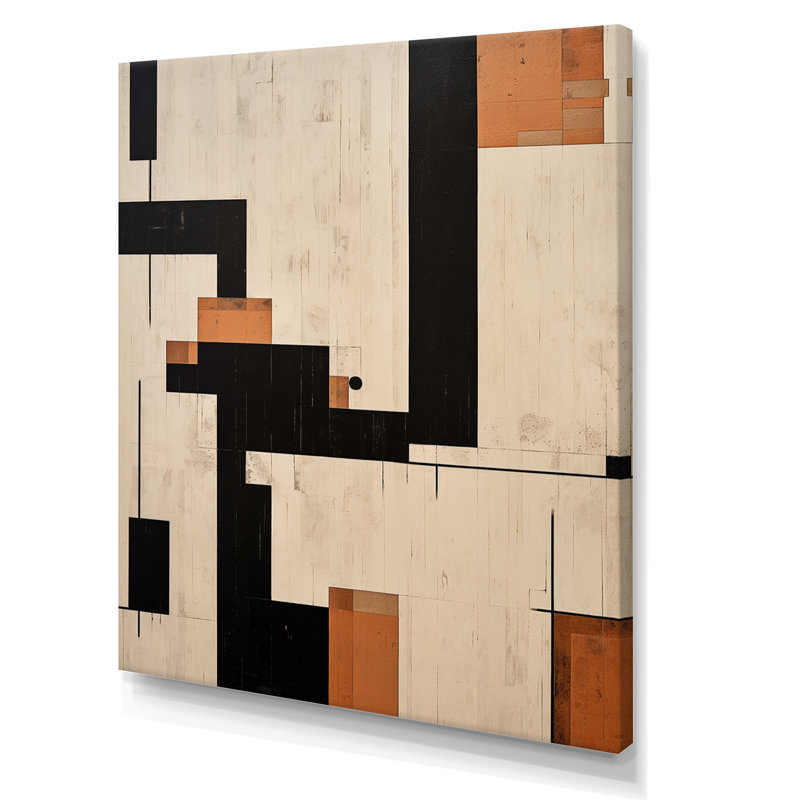 Nouvel ordre élémentaire noir blanc minimalisme I - art mural moderne sur toile géométrique, 32" H x 24" W, Toile tendue