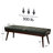 Mid - Century Modern Tufted Genuine Leather Bench with Solid Wood Legs-1811132824