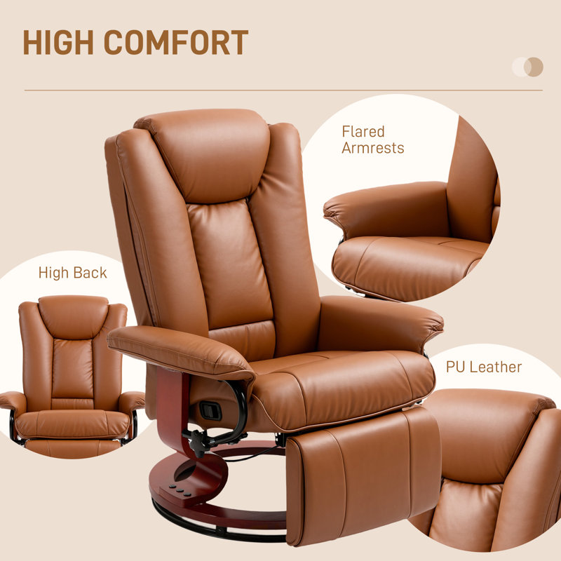 78cm Wide Swivel Home Theatre Recliner, Brown, Brown