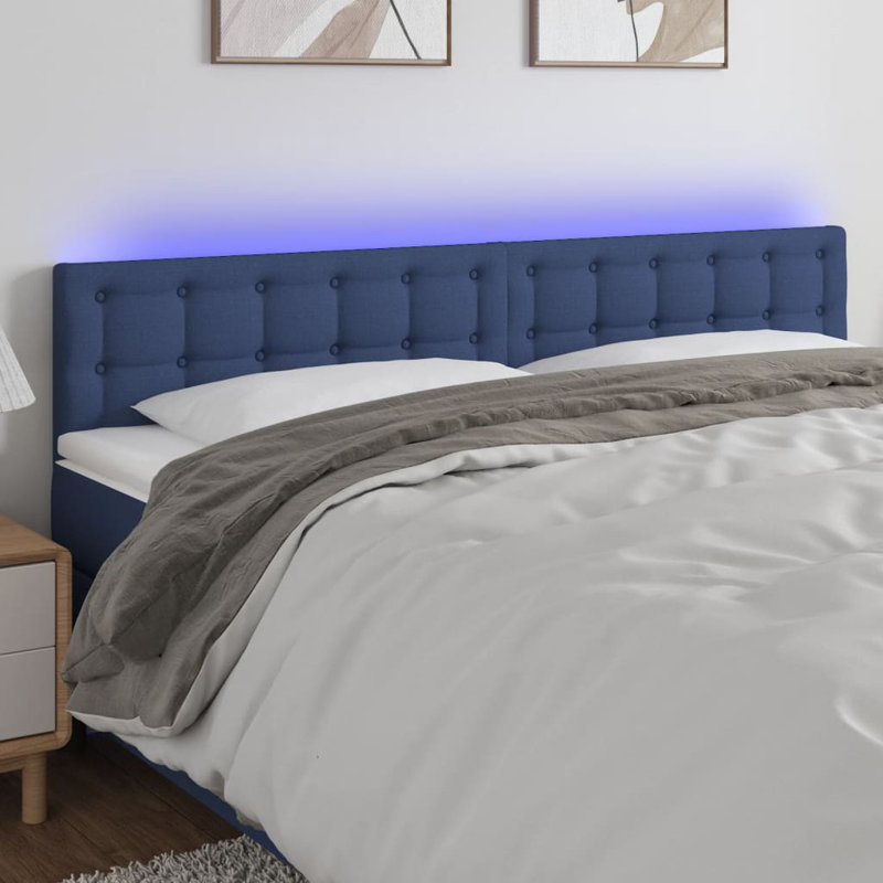 Led Headboard Blue 180X5X78/88 Cm Fabric