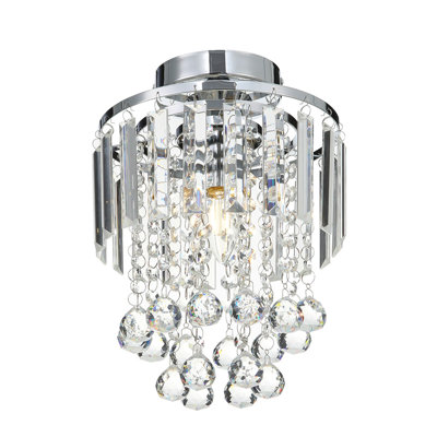 1-Light 23cm Crystal Flush Mount Ceiling Light