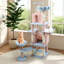 Arbre à chat bleu de 71 pouces avec motif floral, grand coussin amovible et, pour les chats, grimpant à 8 niveaux, arbre à grattage large, aspect floral enchanteur, hauteur horizontale de 72 po-536185057