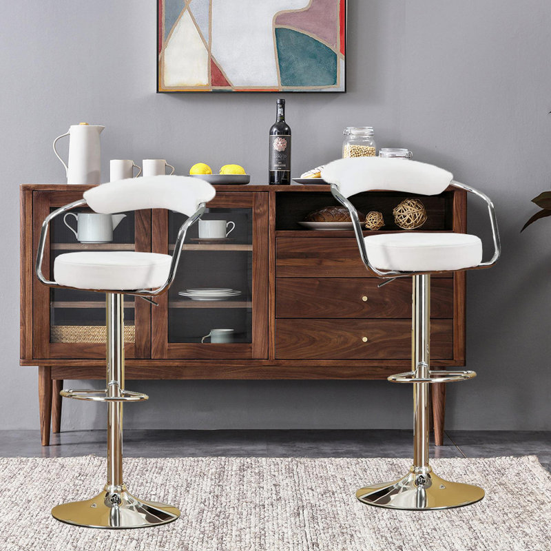 Tabouret pivotant à hauteur réglable Eric, Blanc