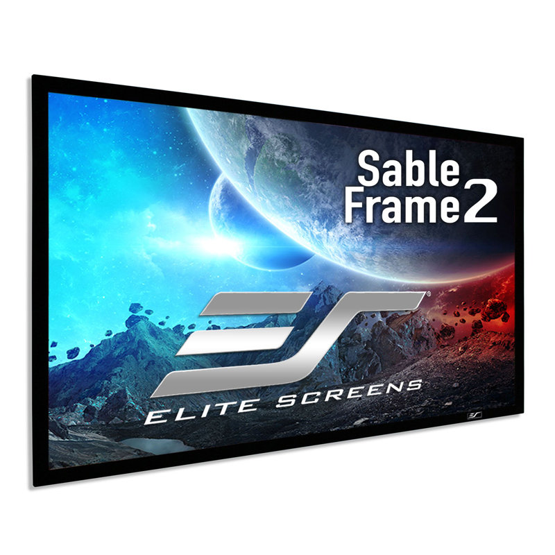 Sable Frame 2 Series Fixed Frame Wall Mounted Projector Screen, Matte White, Black velvet frame, 120" Diagonal