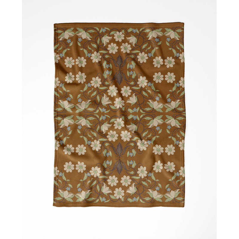 Couverture en velours de polaire Millie, L 60 po x l 50 po, Floral brun