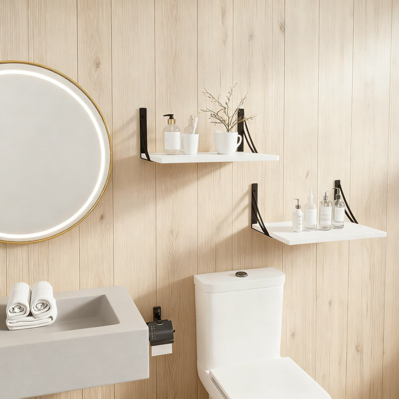 Deep Floating Shelves For Wall, Large Wall Mounted Shelves With Heavy Duty Iron Brackets, Rustic Wood Shelving For Living Room And Bedroom Decor