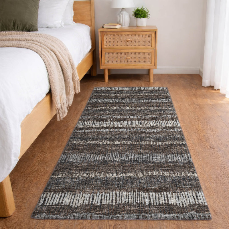 Tapis à poils longs de qualité supérieure lavable à la machine, Brun, Tapis de couloir 2 pi 3 po x 7 pi 6 po