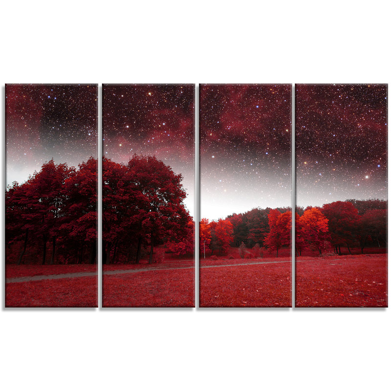 " Mystical Red Spring Night " 4 - Pieces