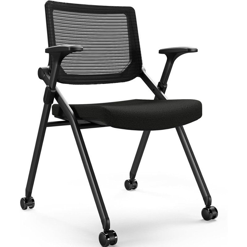 Foldable Office Chair With PU Wheels And Smooth Armrest-E...