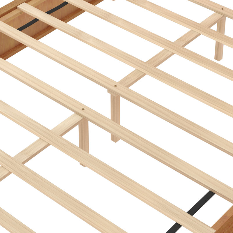 Structure de lit plateforme en bois massif grand format avec tête de lit, sur pied, aucun sommier requis, assemblage facile, naturel