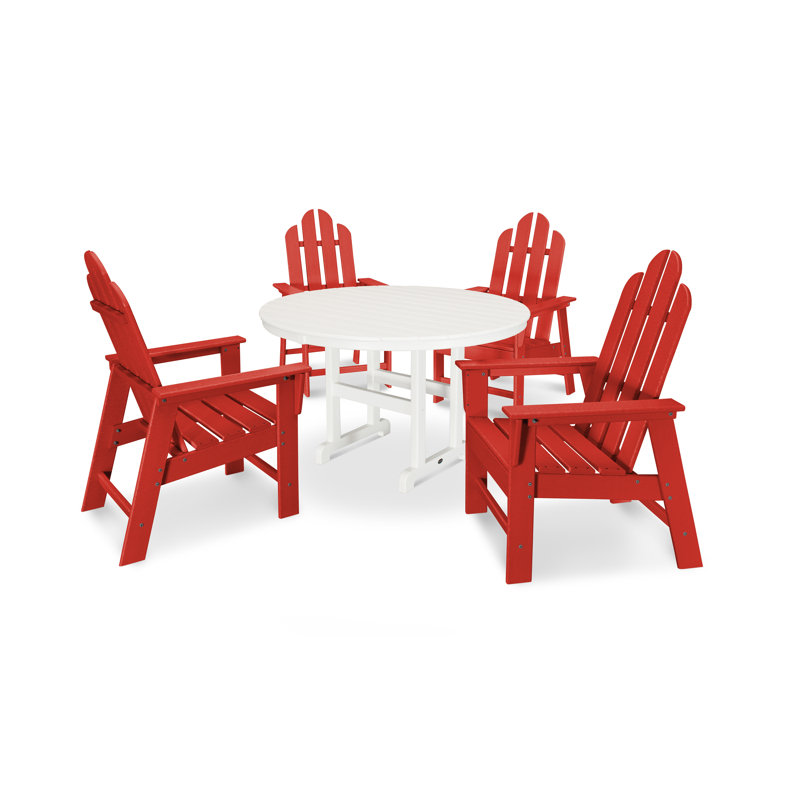 Ensemble repas 5 pièces POLYWOOD Long Island, Rouge coucher de soleil