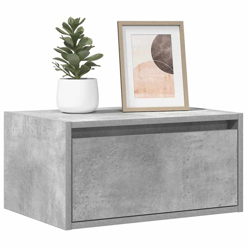 51cm W Manufactured Wood Bedside Table, Concrete Grey