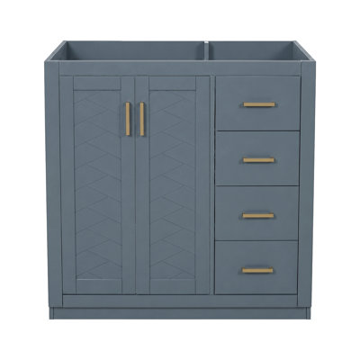 Meuble-lavabo de 36 po sans lavabo supérieur, armoire de rangement en bois massif, meuble-lavabo autoportant avec 3 tiroirs et portes à fermeture douce (NON INCLUS DANS LE BASSIN)