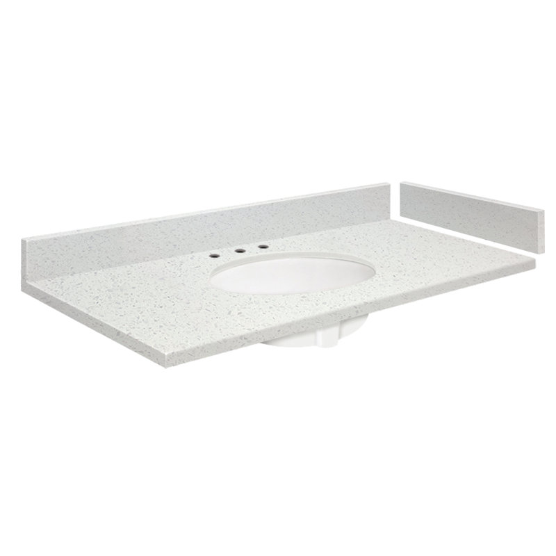 Plateau de meuble-lavabo simple 39,5 po Vision, Blanc Milan, Centres de 8 po