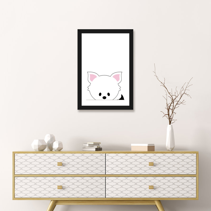 Art peekaboo ii, H 24 po x l 16 po x P 1 po, Papier avec cadre noir