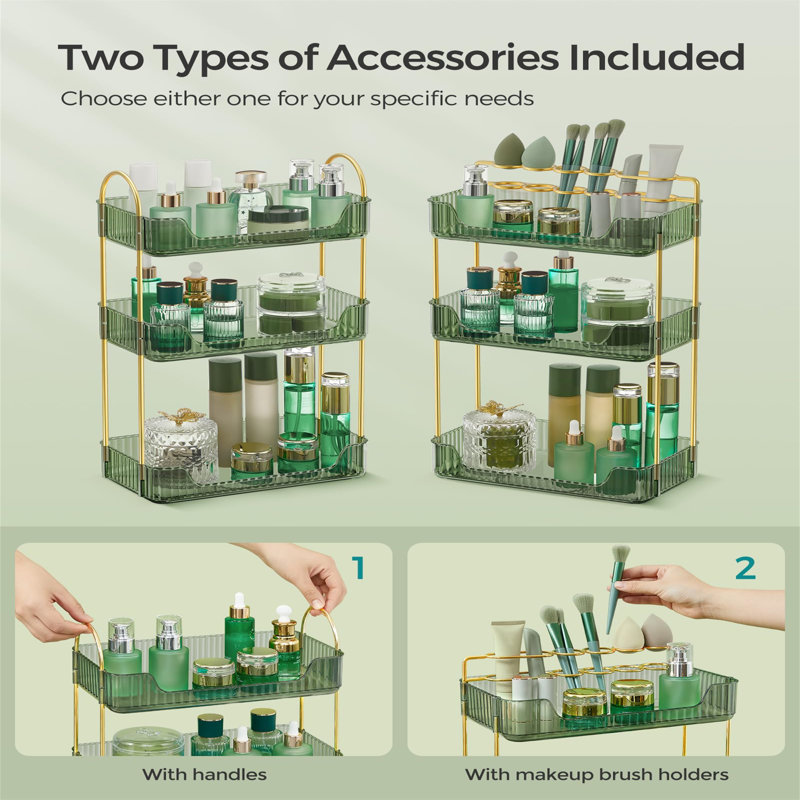Betsabeth Plastic Makeup Organiser, Green