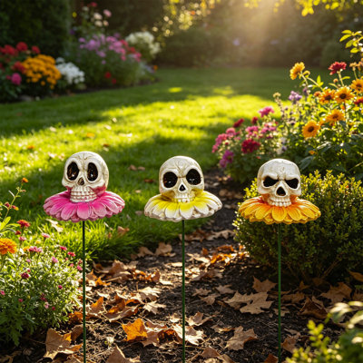 Halloween, crâne de squelette, décoration de jardin, piquet de jardin, décoration de cour extérieure effrayante, fournitures de fête pour patio