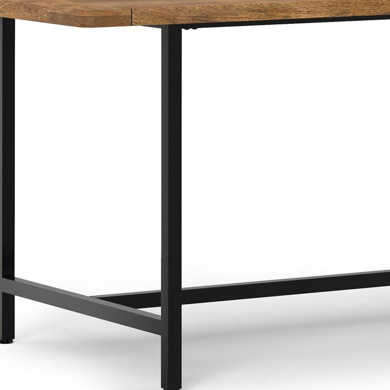 Table de salle à manger 72 "en bois massif naturel et noir et fer 72"