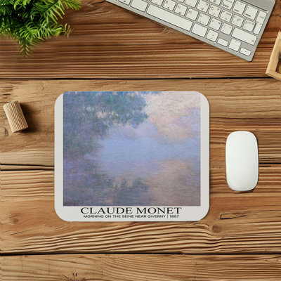 Landscape & Nature Claude Monet Morning on the Seine Near Giverny Nature Ponds Gaming Cute Office Laptop Desk Pad Gift Mat Square Rectangle Non-Slip Mousepad