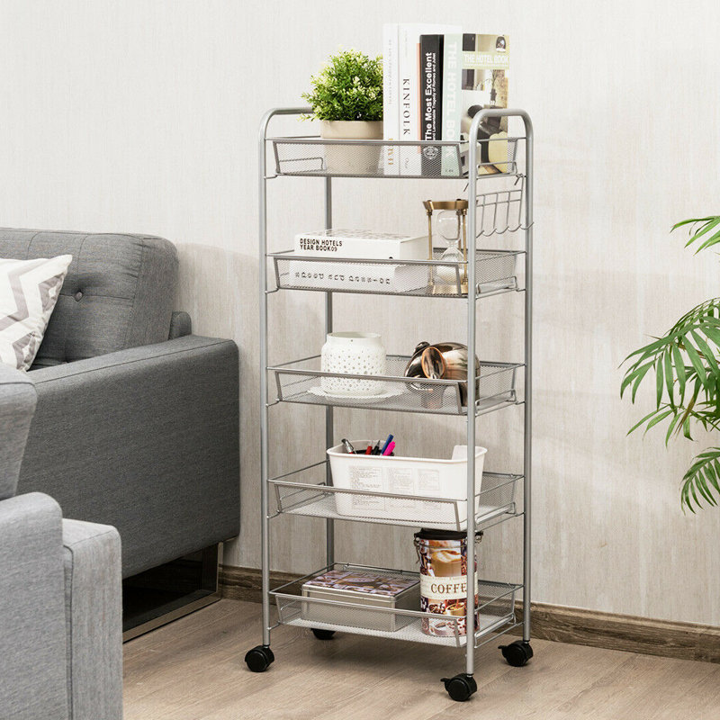 41'' H x 17'' W Utility Cart with Wheels, Gray